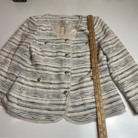 Monroe & Main Textured Stripe Blazer | Cotton Blend · Classic Work Coastal Chic - Picture 6 of 8